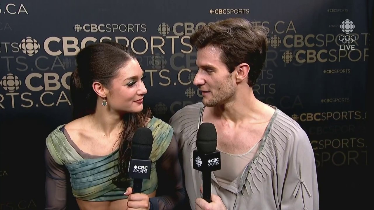 2024 Laurence Fournier Beaudry & Nikolaj Soerensen Worlds Post-FD Interview (1080p) - Canadian Television Coverage