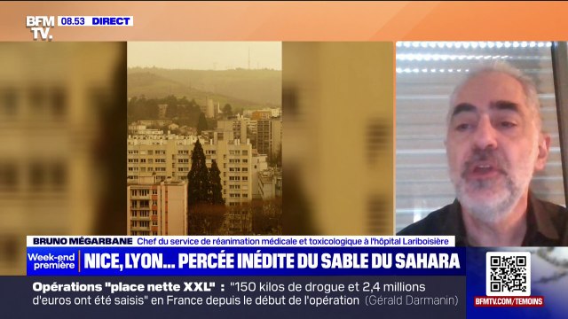Fermer les fenêtres a peu de sens , avertit Bruno Mégarbane, chef du service de réanimation à l'hôpital Lariboisière à propos des mesures pour se protéger des nuages de sable du Sahara