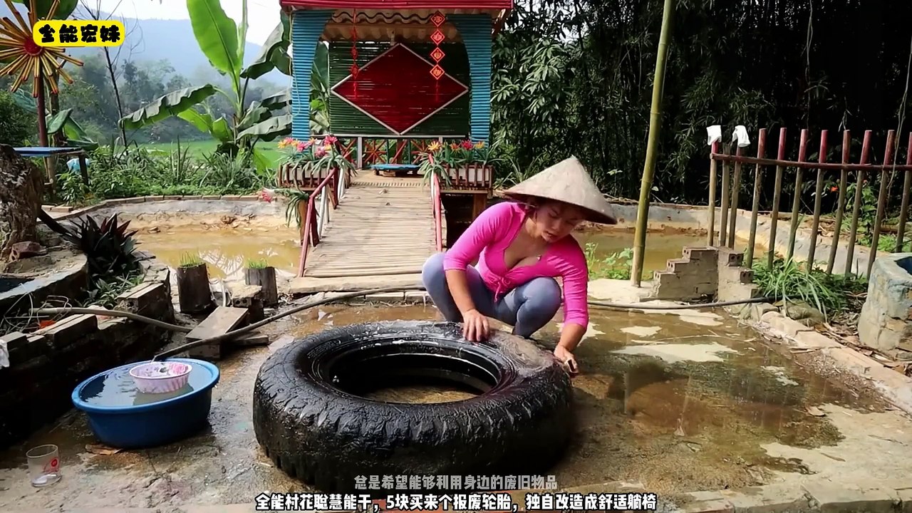 The village turns a scrap tire into a comfortable armchair