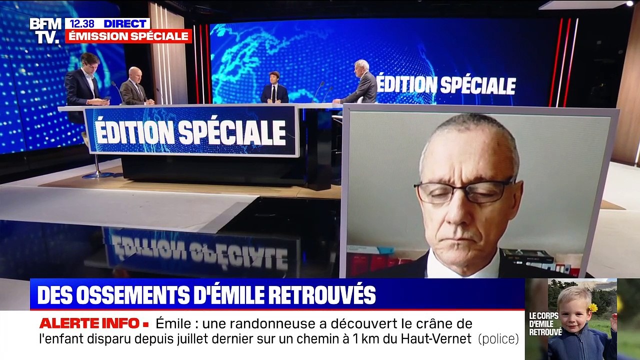 "On a vraiment à refaire avec le médecin légiste et l'anthropologue un petit peu le parcours de cet enfant, pour voir si nous sommes toujours dans l'enfant qui s'égare qui s'en va, ou la chute ou un accident causé par un tiers".Émission BFMTV