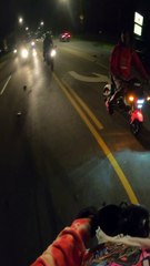 Guy on motorcycle rides wheelie the crashes bike