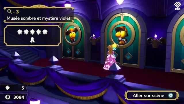 Détective Niveau 3 Princess Peach Showtime : Ruban, fragments d'étincelle... Tout trouver dans Musée sombre et mystère violet