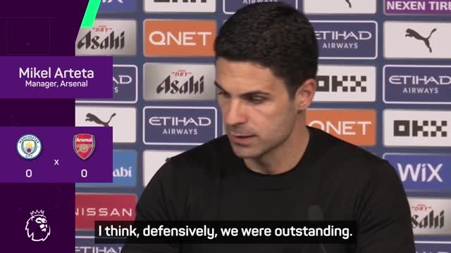Arteta 'astounded' by Arsenal's defensive display against City