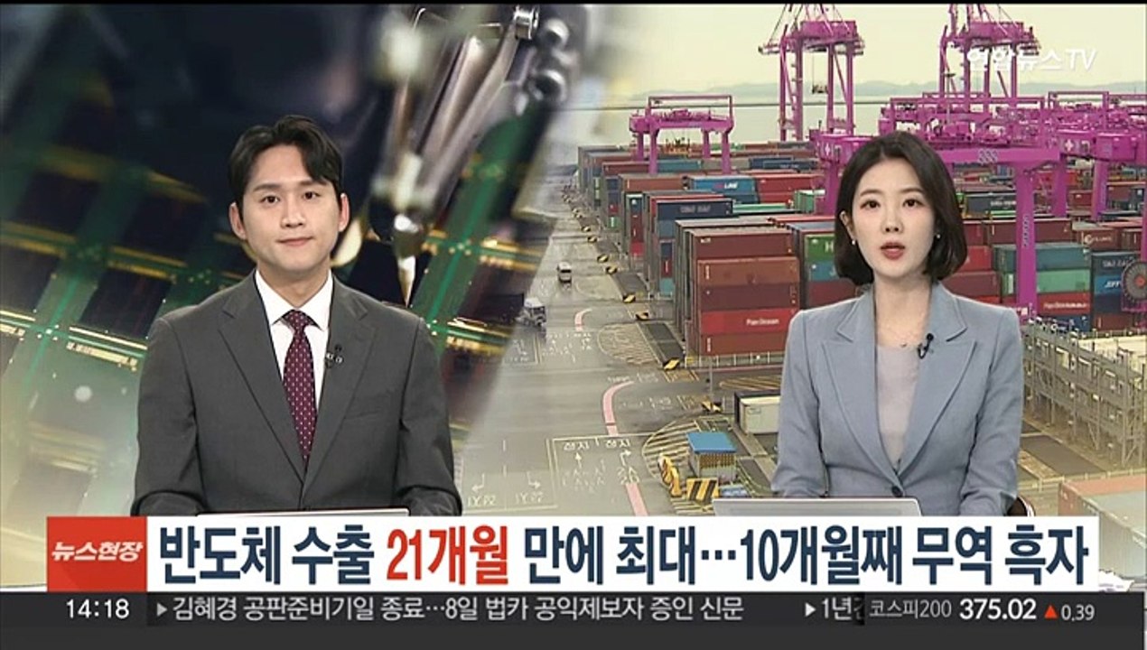 반도체 수출 21개월 만에 최대…10개월째 무역 흑자