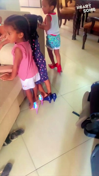 Sisters Strut Their Stuff in Mom's High Heels | Adorable Fashion Show!