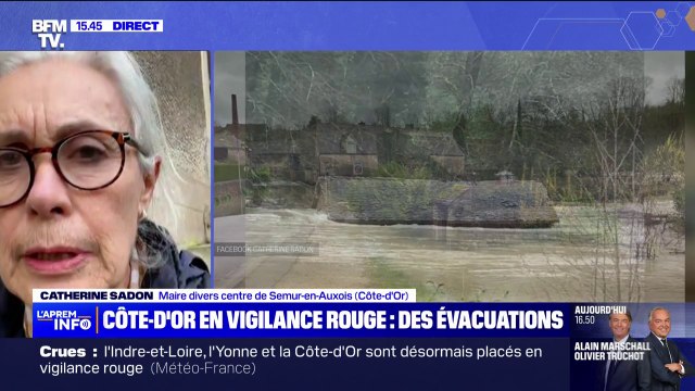 Crues: Le cours d'eau a débordé cette nuit , explique la maire de Semur-en-Auxois (Côte-d'Or)