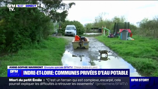 Crues en Indre-et-Loire: ces habitants de la commune de Chinon se déplacent en bateau