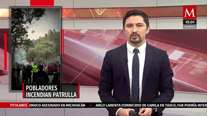 Habitantes de Lerma incendia patrulla tras atender llamado de auxilio