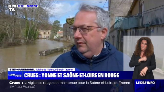 Stéphane Morel (maire de L'Isle-sur-Serein dans l'Yonne), sur les crues: Il y a 90 habitations touchées, et surtout des commerces