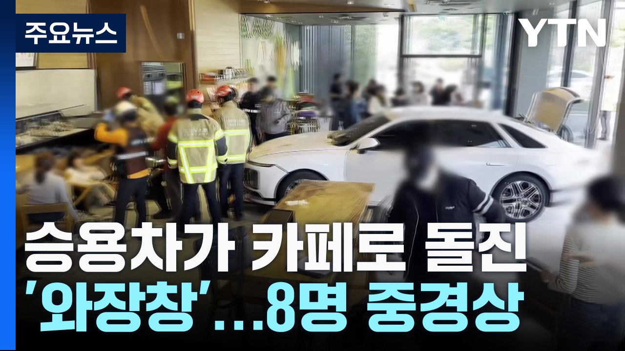 승용차가 카페로 돌진 '와장창'...8명 중경상 / YTN