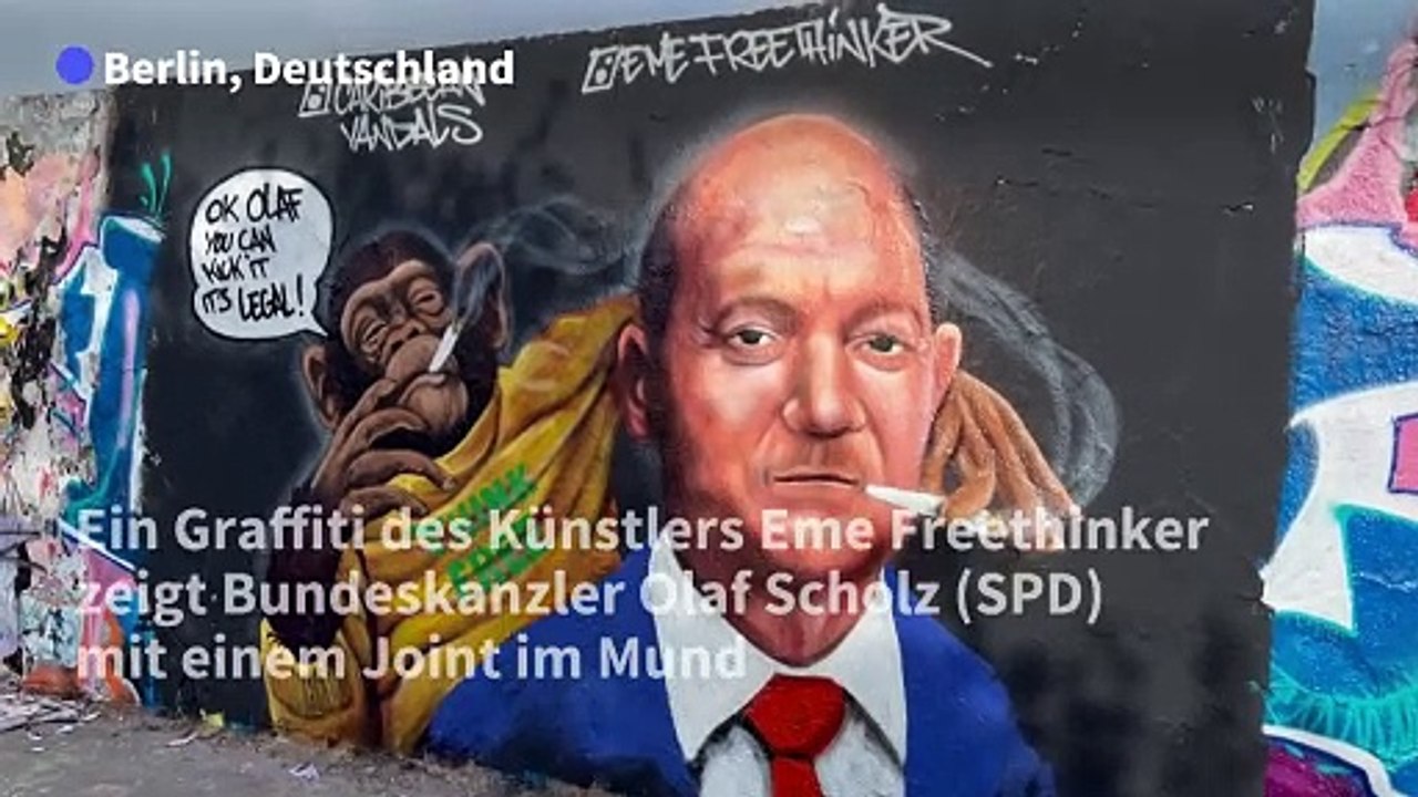 Scholz als Kiffer - im Berliner Mauerpark
