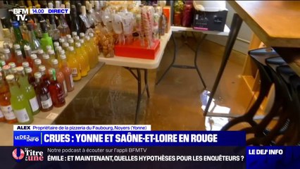 Crues: "On a eu 40 centimètres en moins de trois heures" explique Alex, propriétaire d'une pizzeria dans l'Yonne