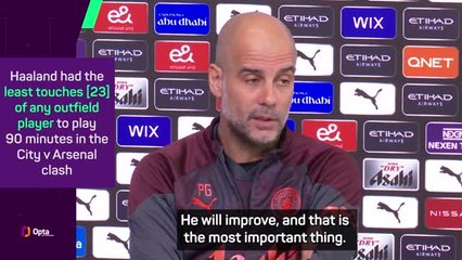 Download Video: Guardiola passionately defends Haaland over Arsenal performance