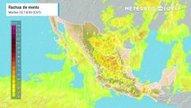 Ráfagas de viento en km/h: varias entidades con viento más fresco, brevemente.