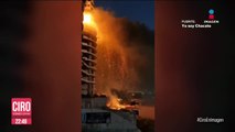 Se incendia torre de departamentos en construcción en Mazatlán, Sinaloa
