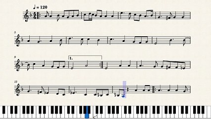 النوتة الموسيقية ,,,لمقطع الغناء,,,,وخدتني ومشينا والفرح يضمنا ,,,,تدوين ماهر الغمرى