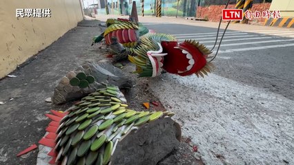 花蓮強震震垮彰化線西寶安宮牌樓，雙龍搶珠雕塑掉落🌀