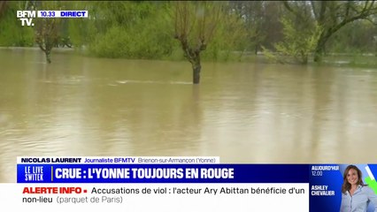 Crues dans l'Yonne: l'eau continue de monter à Brienon-sur-Armançon