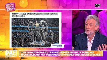 Lors du match OM/PSG, le public dévoile un tifo de Redouane Bougheraba qui fait polémique