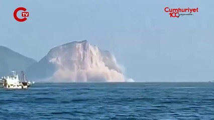 'Tayvan'da yarımada deprem sebebiyle kısmen çöküyor.'