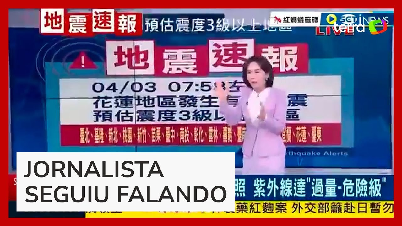 Programa de TV registra o momento exato em que terremoto atinge Taiwan