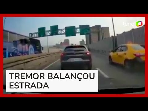 Câmera em carro mostra terremoto atingindo estrada em Taiwan
