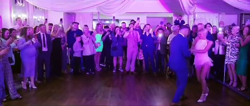 Newly wed former English champion boxer Shayne Singleton and his bride Jade Laycock surprise guests with a choregraphed first dance at their wedding reception
