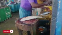 Super!!! Giant Trevally Fish Cutting Live In Fish Market - Fish Cutting Skills