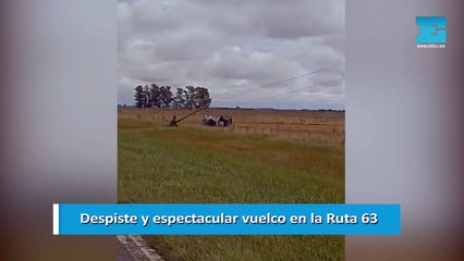 Despiste y espectacular vuelco en la Ruta 63