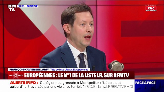 École: Il y a bien sûr un problème de respect de l'autorité , affirme François-Xavier Bellamy, tête de liste LR aux Européennes