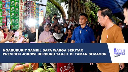 PRESIDEN JOKOWI NGABUBURIT SAMBIL MENYAPA WARGA DI TAMAN SEMAGOR KABUPATEN BUNGO PROVINSI JAMBI
