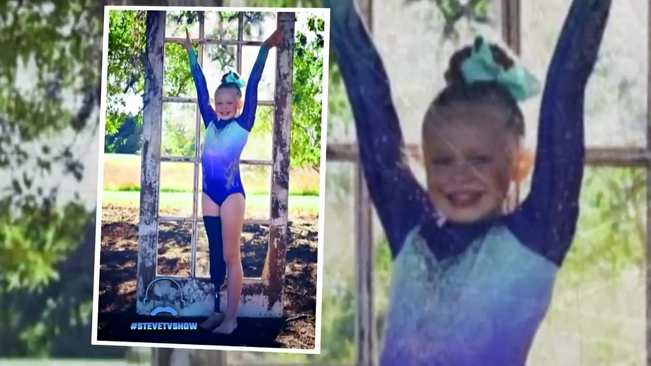 Kid Gymnast w_ Prosthetic Leg Surprised By Idol - Steve Harvey