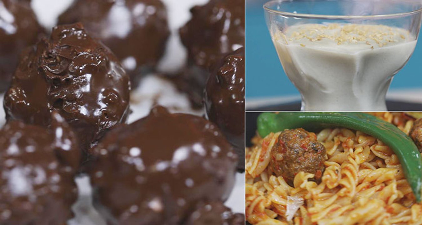 Pâte au boulette de viande , Boulettes snikers, crème de sorgho - Koujinetna haka romdhan 2 EP 25