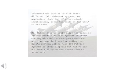 Dmytro Kuleba, Ukraine's Foreign Minister, Air Defence