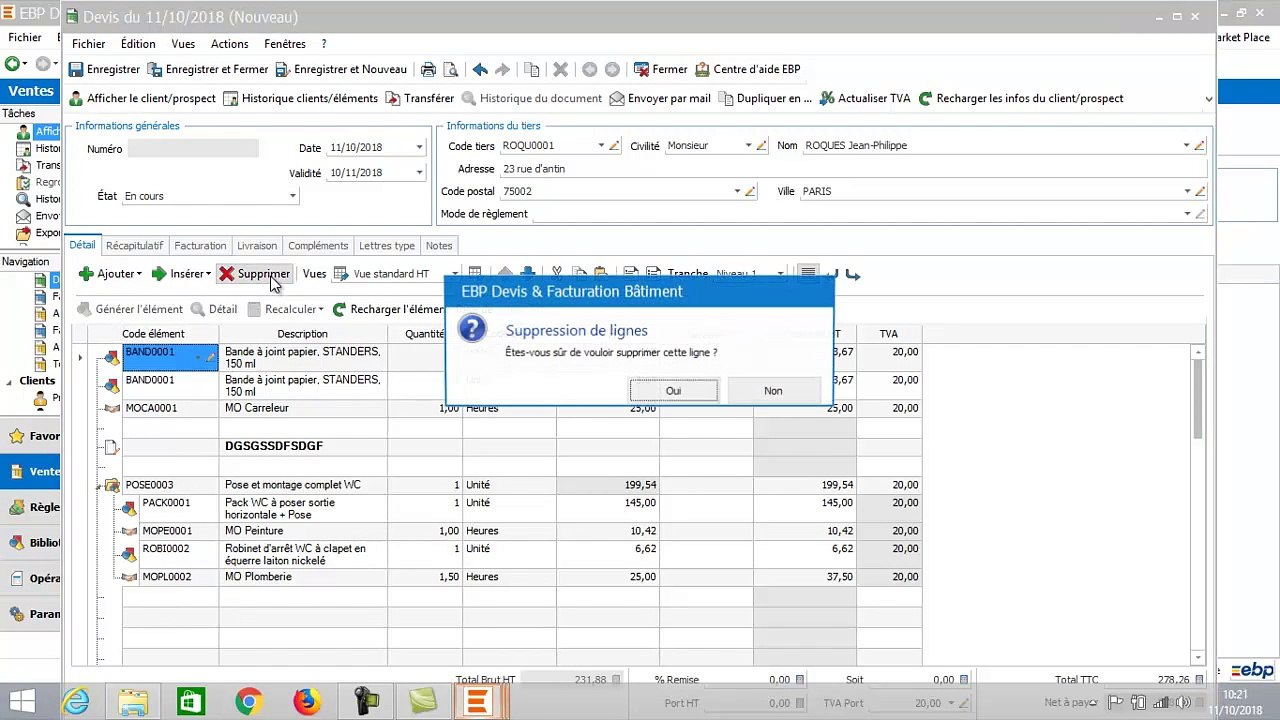 Les devis : EBP Devis Facturation Bâtiment 2019