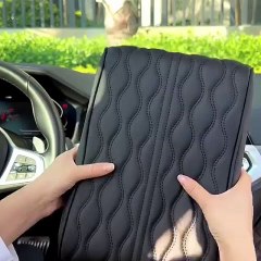 Leather Car Armrest Box Pad, [Universal Style] - Waterproof Car Center Console Cover Pad Leather Auto Armrest Cover, Arm Rest Cushion Pads for SUV/Truck/Vehicle (Type A-Black)