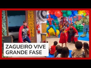Léo Pereira, do Flamengo, viraliza ao se fantasiar de Thor em aniversário do filho