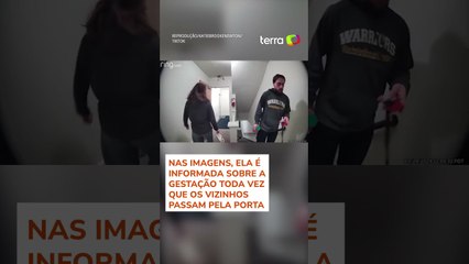 Casal viraliza ao atualizar vizinha sobre gravidez por câmera de segurança nos EUA #shorts
