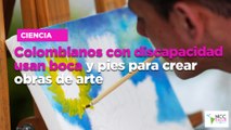 Colombianos con discapacidad usan boca y pies para crear obras de arte