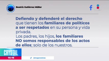 Beatriz Gutiérrez Müller se pronuncia por el video del hijo de Xóchitl Gálvez