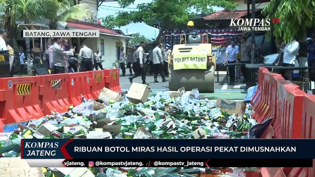 Ribuan Botol Miras Hasil Operasi Pekat Dimusnahkan