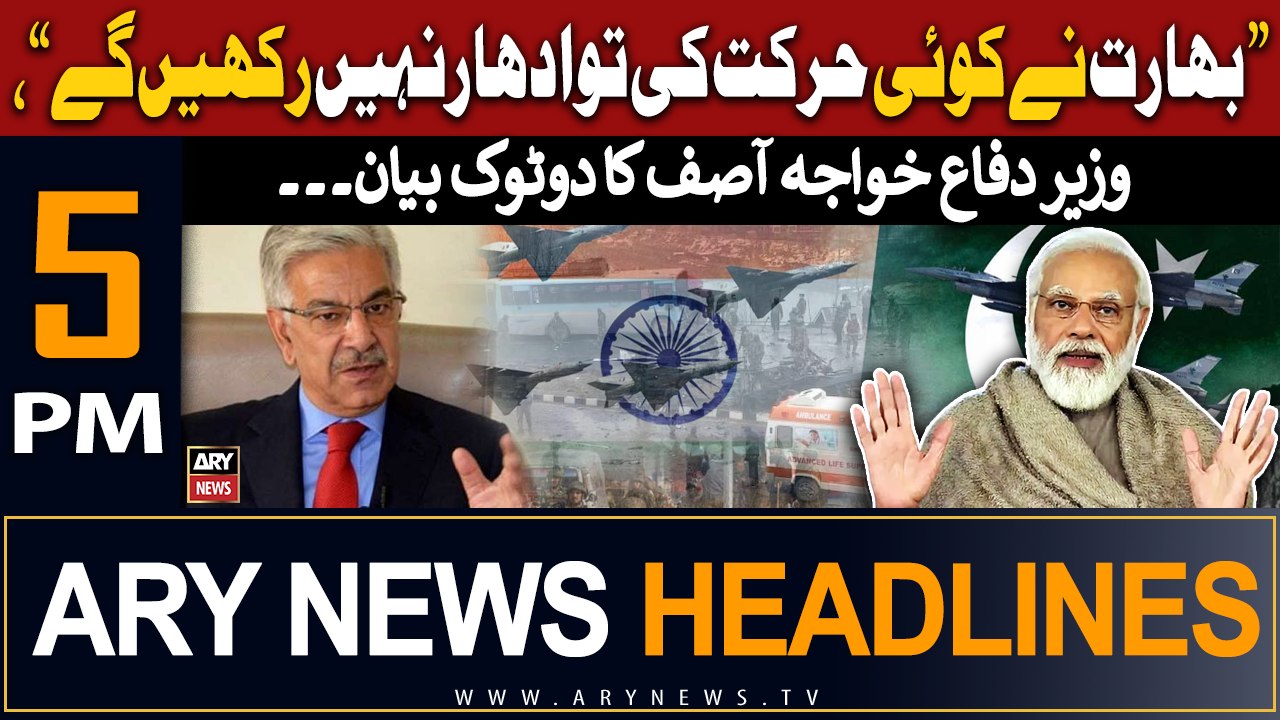 ARY News 5 PM Headlines | 6th April 2024 | Khawaja Asif warns INDIA