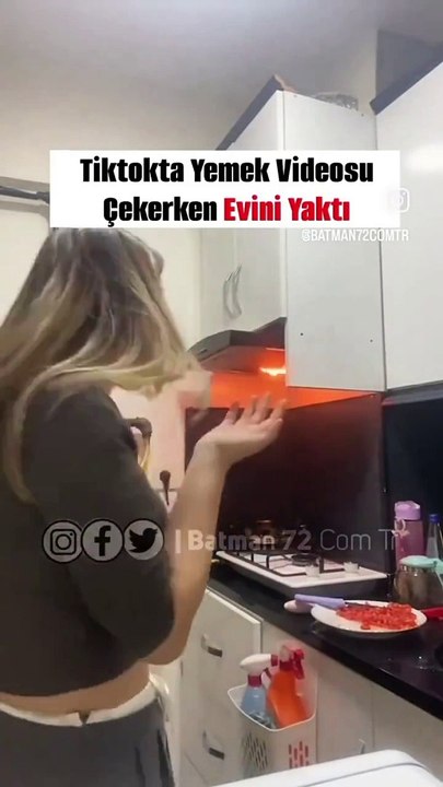 Tiktok'ta Yemek Videosu Çekerken Mutfak Yandı