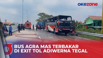 Bus Terbakar di Exit Tol Adiwerna Tegal, Diduga Konsleting Listrik