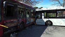 Incidente tra due autobus alla stazione Monte Mario di Roma