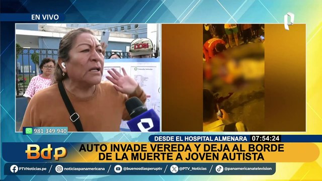 Joven autista en UCI tras haber sido atropellado por un vehículo que invadió la vereda en Comas