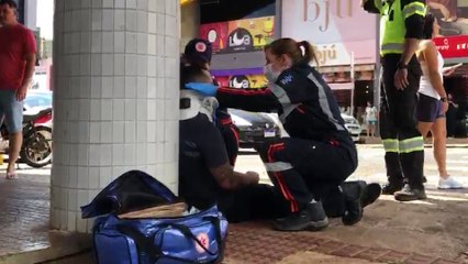 Motociclista fica ferido em acidente na Rua Rio Grande do Sul