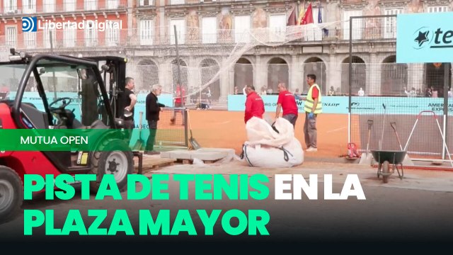 El Mutua Open Madrid instala una pista de tenis en la Plaza Mayor