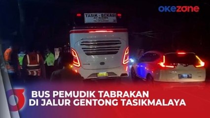 Hindari Mobil, Bus Pemudik Tabrakan di Jalur Gentong Tasikmalaya Picu Kemacetan