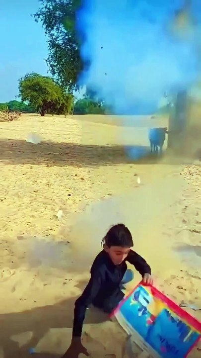 funny video of children playing with firecrackers